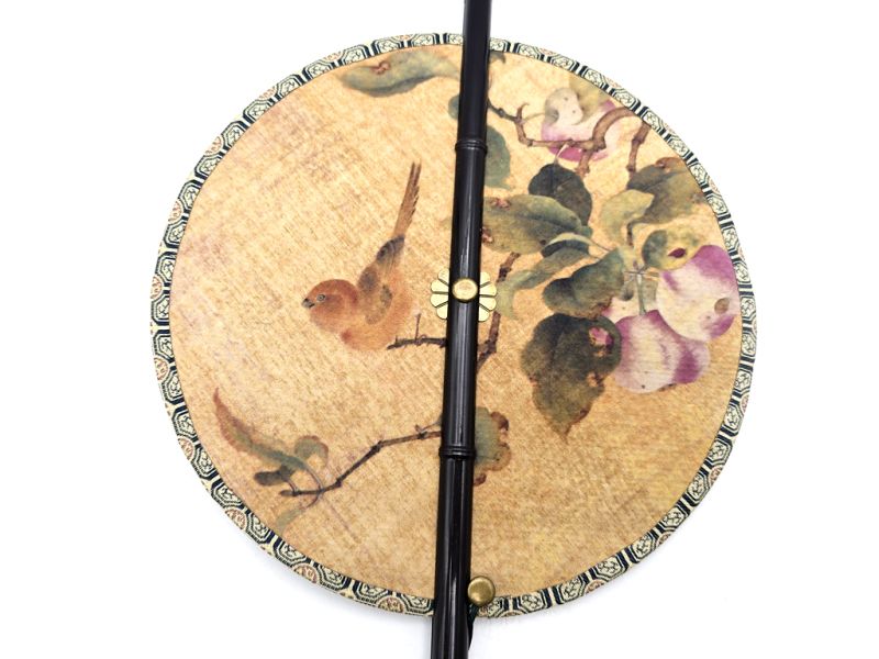 Traditional Chinese Roll-up Fan - The bird on the plum tree 2