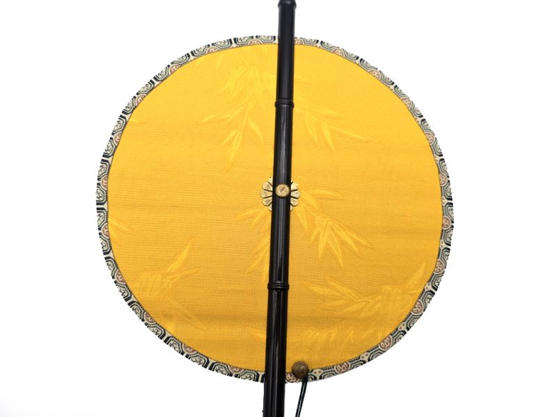 Traditional Chinese Roll-up Fan - Yellow - Bamboo 2