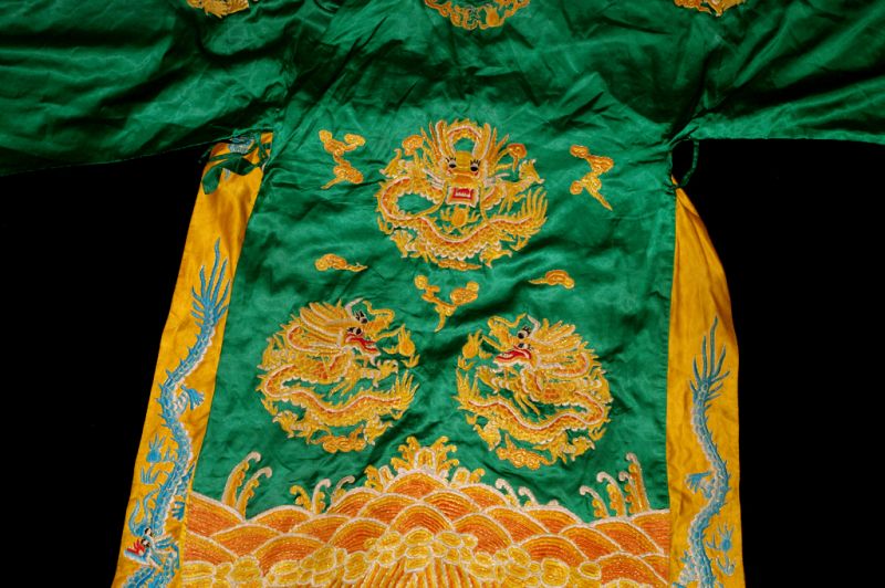 Traditional Chinese Theater Costume (age 10 years) - Green and gold 2