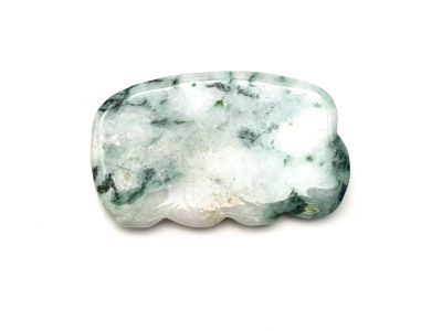 Traditionelle chinesische Medizin - Wellenförmiges Jade Gua Sha - Grüne spotted