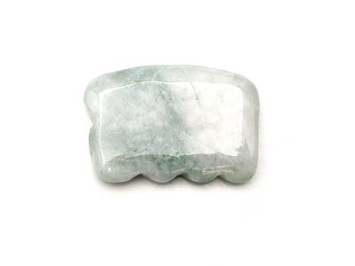 Traditionelle chinesische Medizin - Wellenförmiges Jade Gua Sha - Weiß / Hellgrün