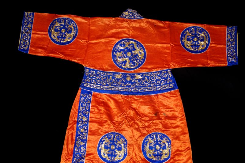 Traje de teatro tradicional chino antiguo - Naranja - Atuendo del Emperador 4