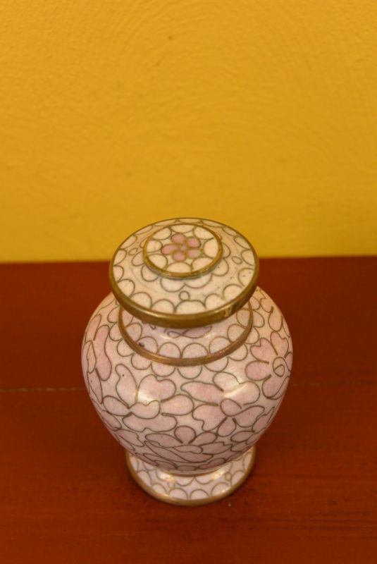 Vase oder Gefäß in Cloisonné Rosa 2