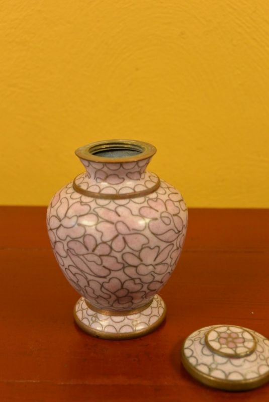 Vase oder Gefäß in Cloisonné Rosa 4