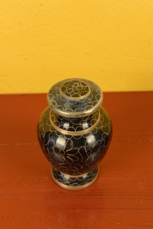 Vase oder Gefäß in Cloisonné Schwarz 3