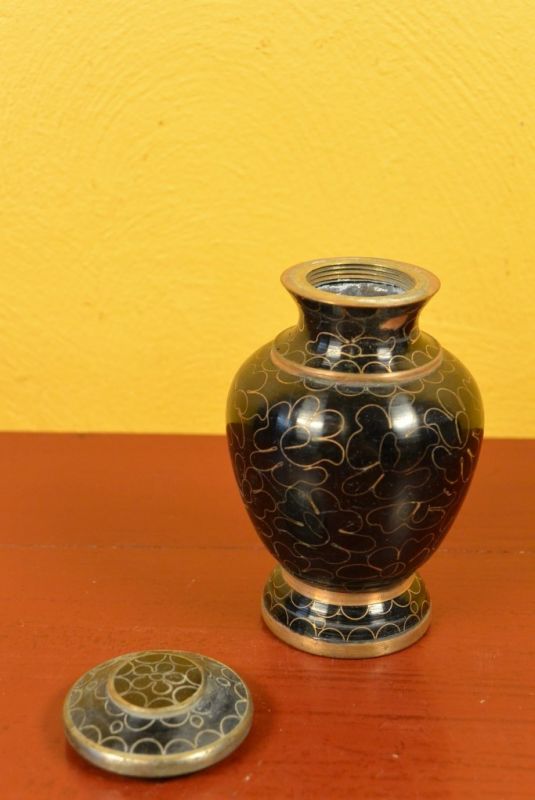 Vase oder Gefäß in Cloisonné Schwarz 5